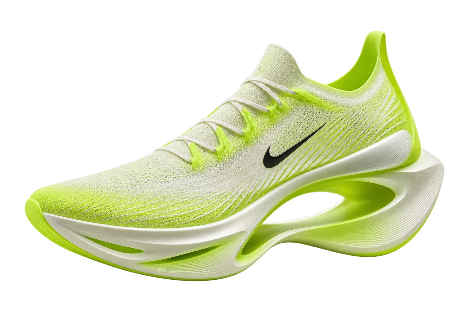 Scarpa running Nike con tomaia chiara e dettagli giallo fluo