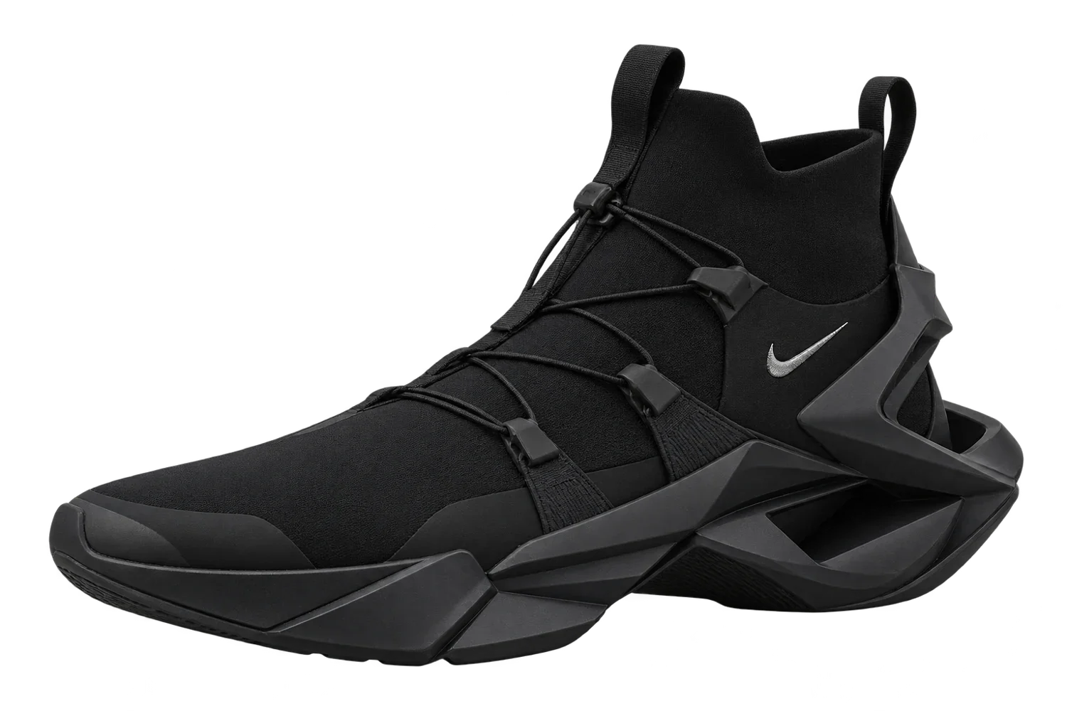 Scarpa Nike Dunk nera con profilo alto